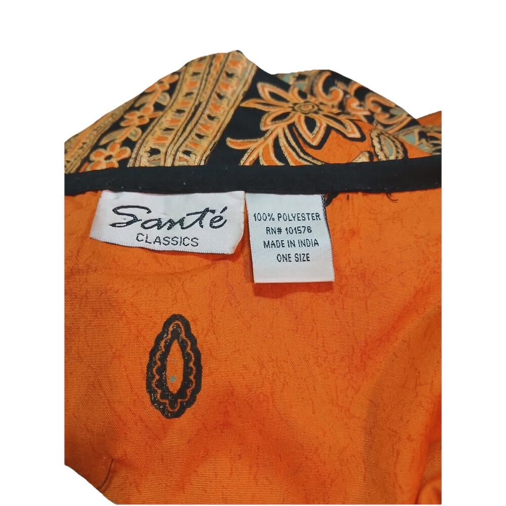 Boho Kaftan Dress Orange Paisley Tunic Loose Fit One Size Beach Cover Up - Picture 5 of 6